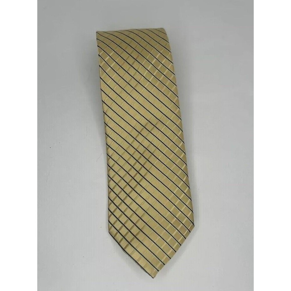 Stafford Essentials Men's Neck Tie Pale Yellow Blue Diagonal Stripes